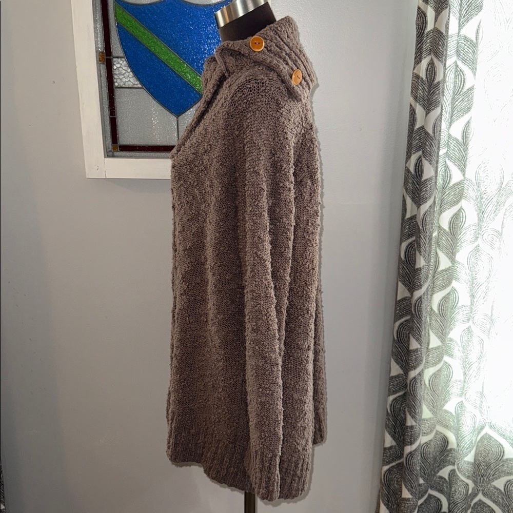 Anthropologie Moth Brown Boucle Knit Cowl Neck Sweater SZ XL - Picture 4 of 10
